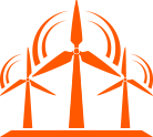 3 wind turbines orange icon